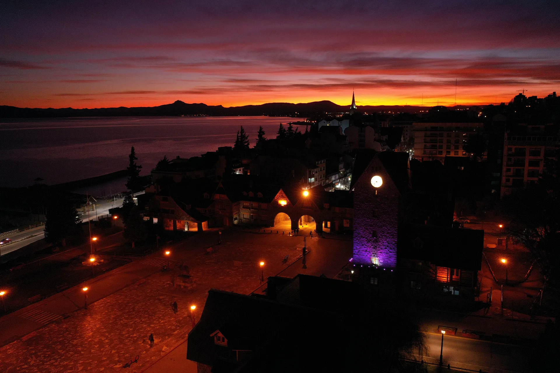 Bariloche downtown at sunset, Patagonia, Argentina